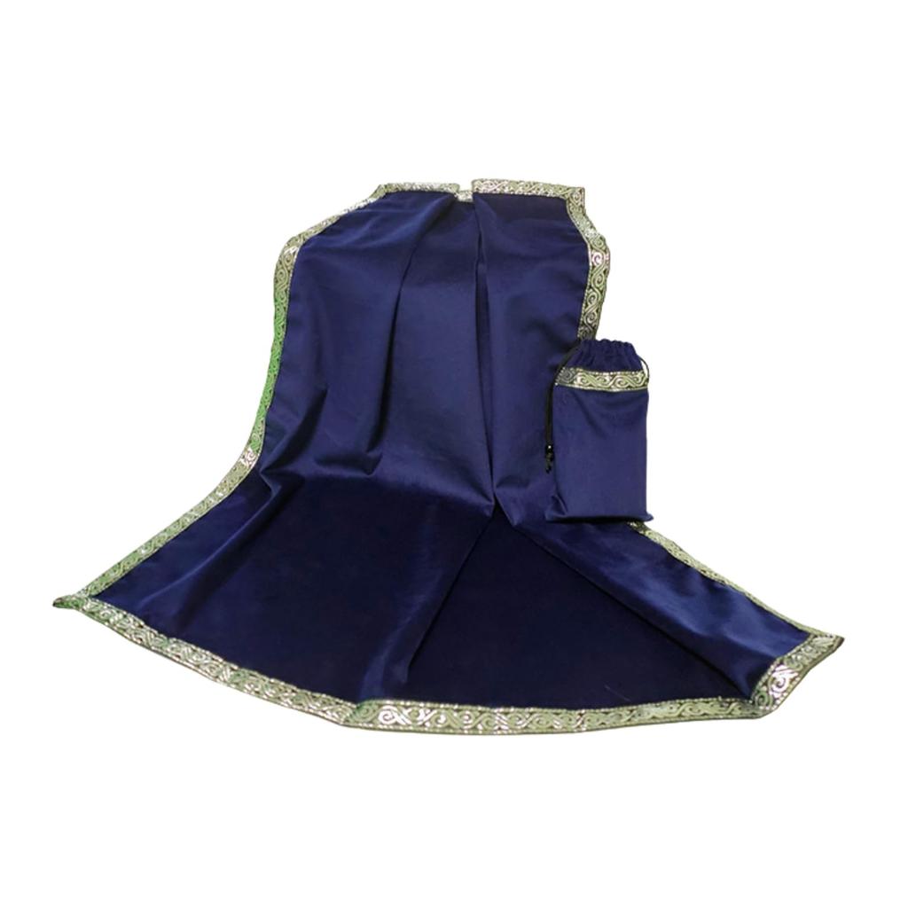 ATAK Tarot Cloth with Pouch [Professional-grade for Elevating Your Fortune-telling Space] Large Size 60cm X 60cm Velvet (Black with Gold Trim)
