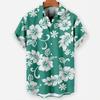 Hawaiian Casual Floral Striped Short-sleeve Collared Shirt