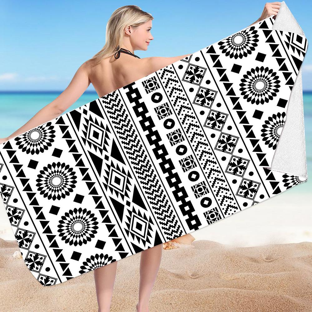 Mantra Beach Collection Digital-printed Polyester Superfine Fiber Double-sided Fleece Beach Vacation Bath Towel, Beach Towel