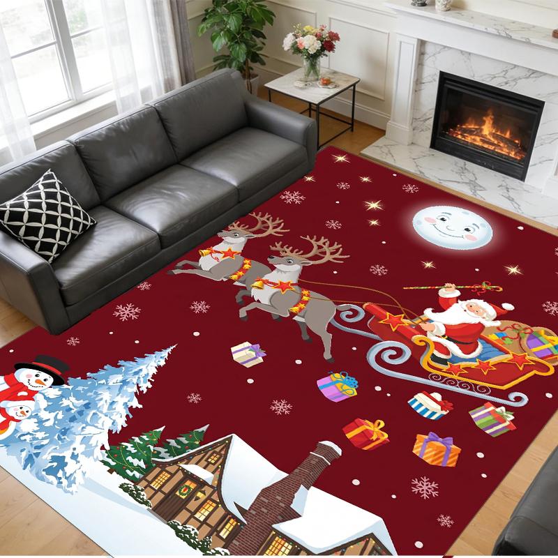 Christmas Printed Square Area Rug Soft Non Slip Floor Carpet For Bedroom Holiday Gift