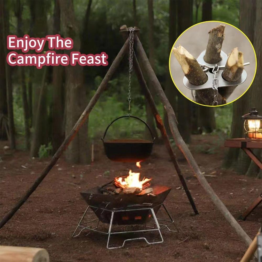 Adjustable Chain Campfire Tripod Pot Rack Detachable Pot Rack Hanger  Camping