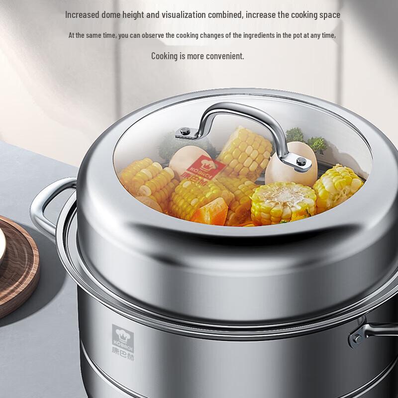 KOBACH 28cm 304 Edelstahl Doppel-Dampfgarer Topf