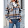 Fall Winter New Fashion Casual Plaid Short Woolen Coat for Women with Pockets, European American Crossbody Women's Outerwear