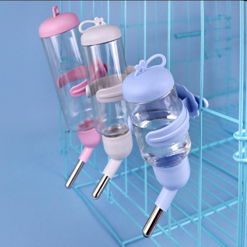 Plastic Water Feeder Bottle Hangings Auto Dispenser Drinker Hamster Small Pet Drinking Stainless Steel-Pipe Fountain