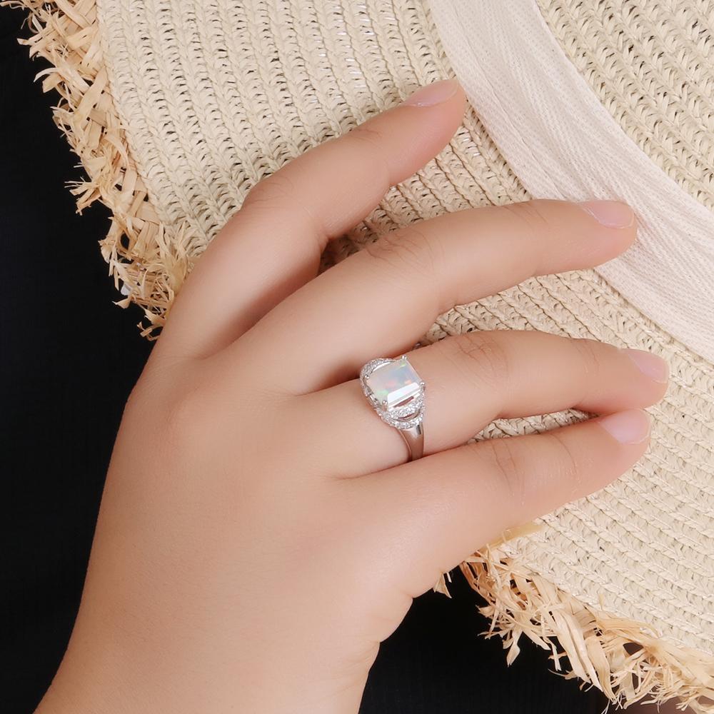 Natural Opal Ring 7*9mm Big Ethiopia Opal 925 Sterling Silver Fine Jewelry for Women Daily Wear Nice Gift