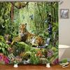 Animals Pattern Bath Curtain Waterproof Shower Curtains Polyester Wolf Lion Bath Screen Print Curtain for Bathroom Home Decor