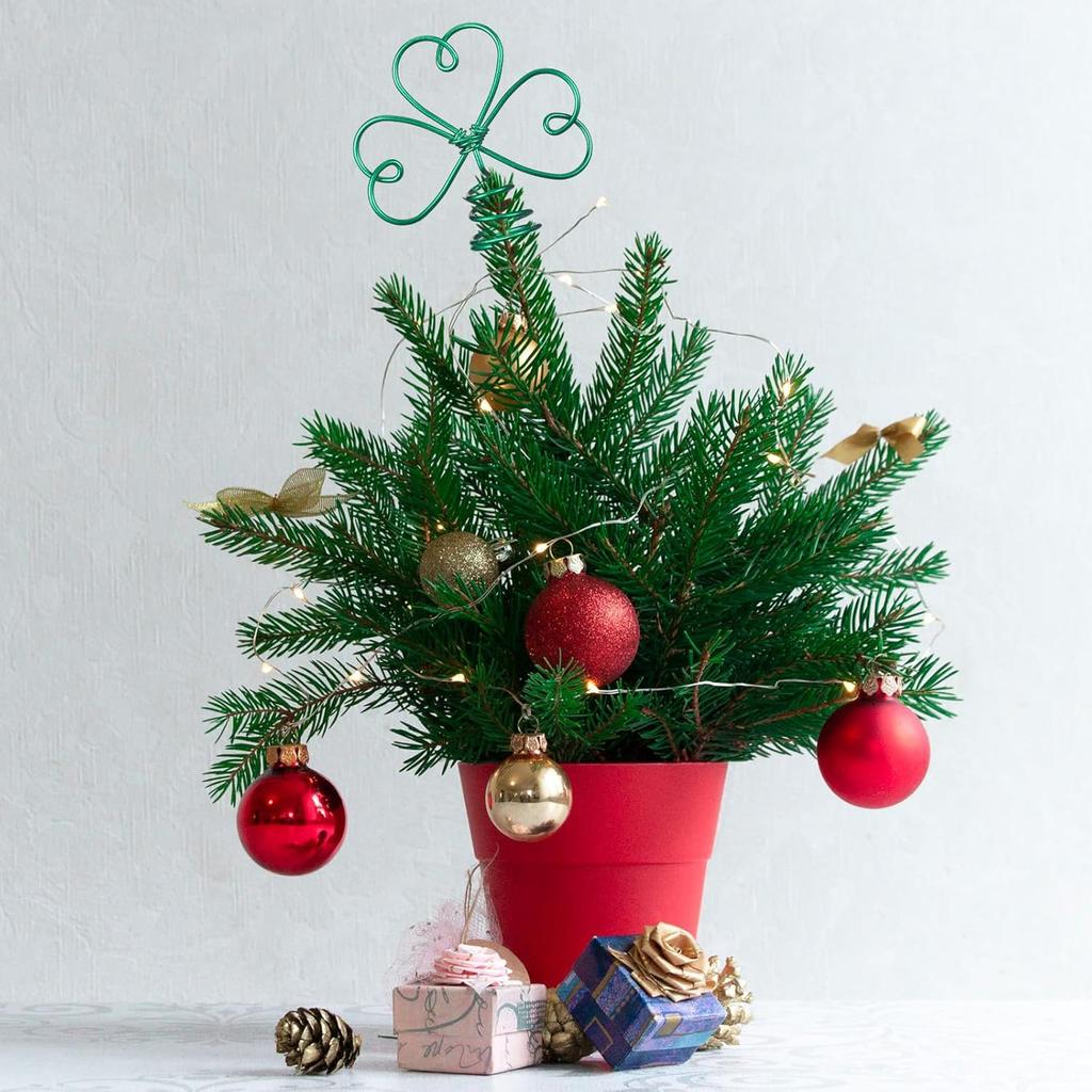 St. Patrick's Day Wire Shamrock Tree Topper Iron Metal Mini Small Tree Topper for St Patrick's Day Holiday Party Ornament Home Decoration