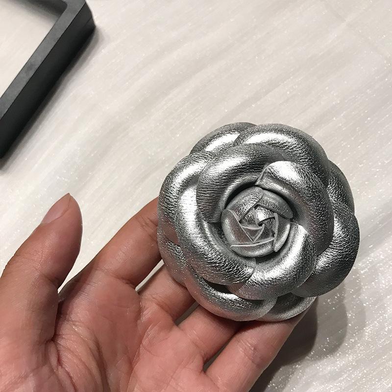Luxury Camellia Leather Flower Brooch - Elegant Handmade 3D Corsage Pin for Women