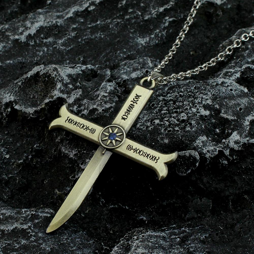 Anime Náhrdelník Dracule Mihawk Křížový Meč Přívěsek Choker Náhrdelníky Pánské Šperky Doplňky Dárek