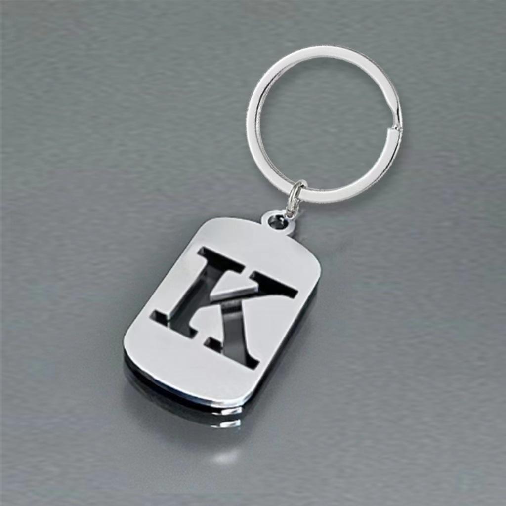 Stainless Steel 26 English Letters Keychain - Stylish Alphabet Pendant for Backpack or Car