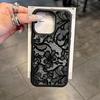 Custodia per Telefono Nera con Pizzo e Motivo Litchi per iPhone 17 Pro Max 16 Plus 15 14 13 12 11 XS XR X 1 Air Cover Morbido in Silicone Antiurto
