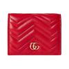 GG Marmont Quilted V-shaped Gold Hardware Leather Wallet Small Women's Bright Red
