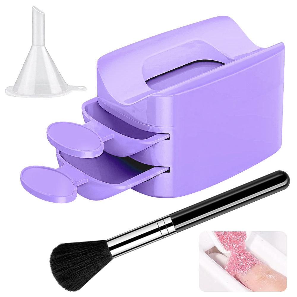 

Многоразовая коробка для хранения пудры для нейл-арта для глиттера, микробриллиантов, эффекта «магическое зеркало» и шерстяной пудры фиолетовый