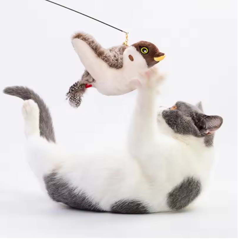 

Simulated Bird Cat Toy Touch Sensitive Plush Toy Rechargeable Chirping Flapping Bird Cat Toy Touch Squeak Bird Plush Toy коричневий
