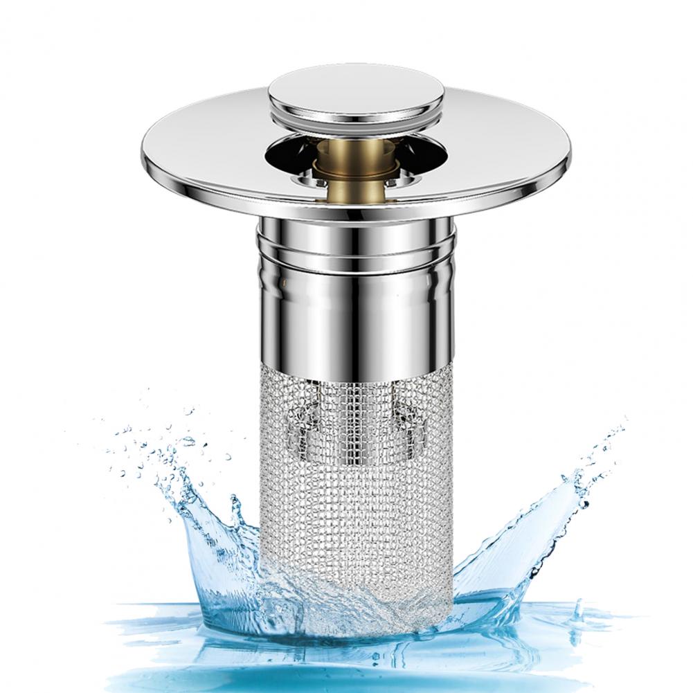 Pop-Up Spülbeckenstöpsel für 1,1-1,45 Zoll Aufgewerteter 2-in-1 mit herausnehmbarem Edelstahlkorb Haarfänger Badezimmer Spülbeckenstöpsel