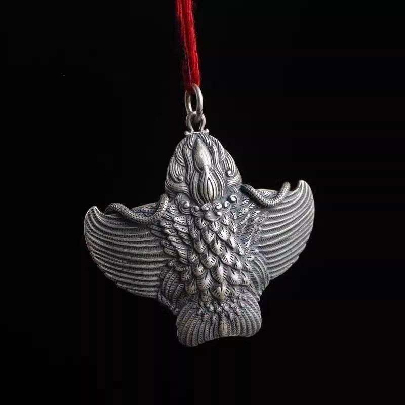 Retro Tibetan Golden-Winged Peng Bird Necklace Pendant - Unisex Charm Accessory