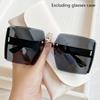 1pc Oversized Ombre Lens for Women Men Cut Edge Rimless Glasses Casual Eyewear