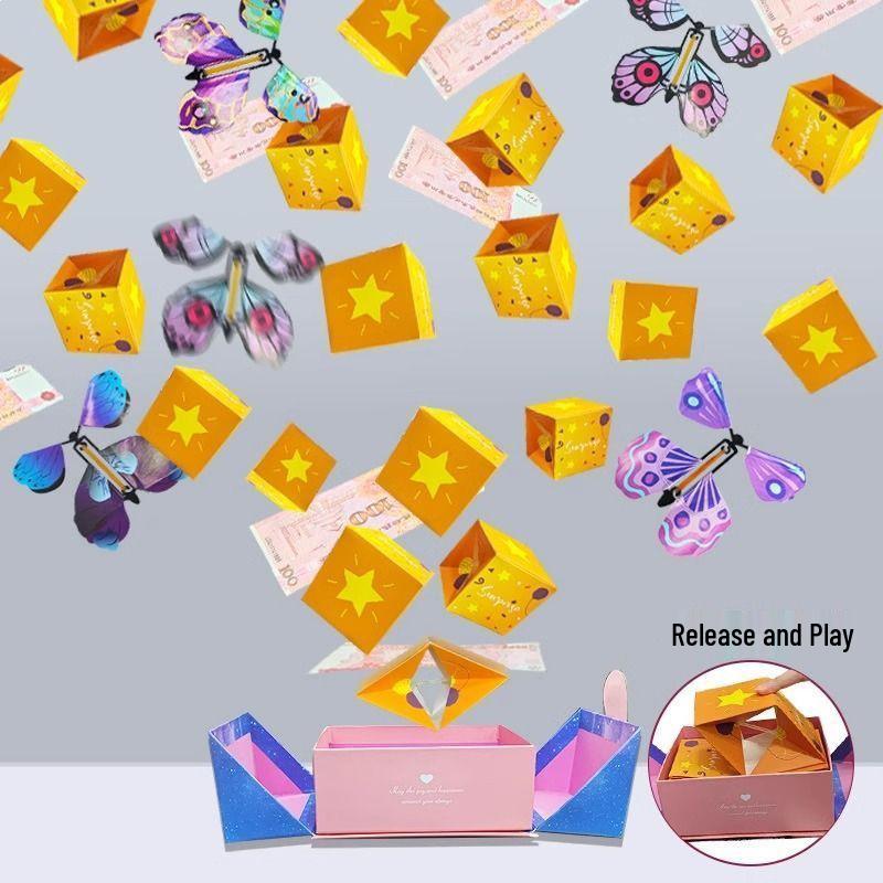 Gradient Surprise Jumping Red Envelope Birthday Gift Box - Money-Dispensing Explosion Box for Girlfriend