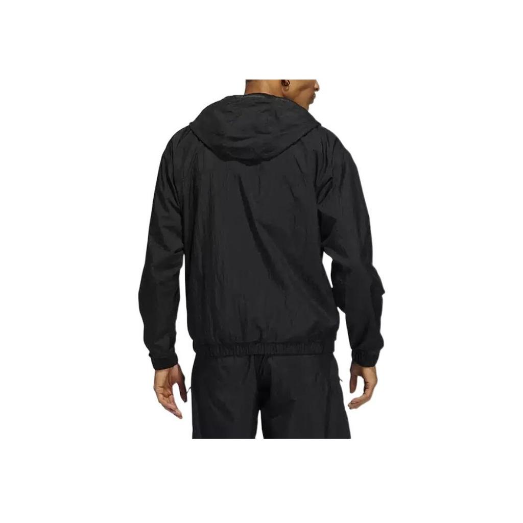 Adidas Originals Trefoil Solid Half-Zip Hooded Windbreaker Jacket Men Outerwear Black HA1278