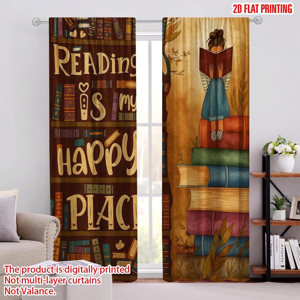 

2pcs,2D plane printing Minimalist Curtains Bookworm Bliss Versatile Polyester Fabric (without rod) Decorations Inside Perfect 52.50 × 116.00 cm 2 pcs