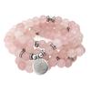 Natural Pink Crystal Bracelet with Lotus Ohm Pendant for Women - Buddhist Yoga Jewelry