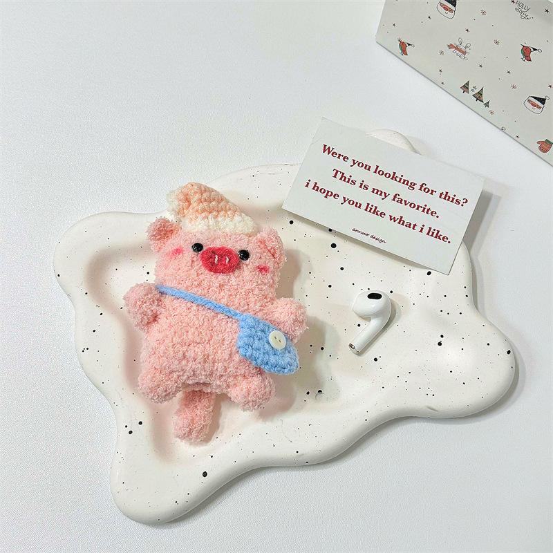 Knitted powder hat piggy AirPods pro1 apple bluetooth headset case 1/1 generation cartoon protective cover