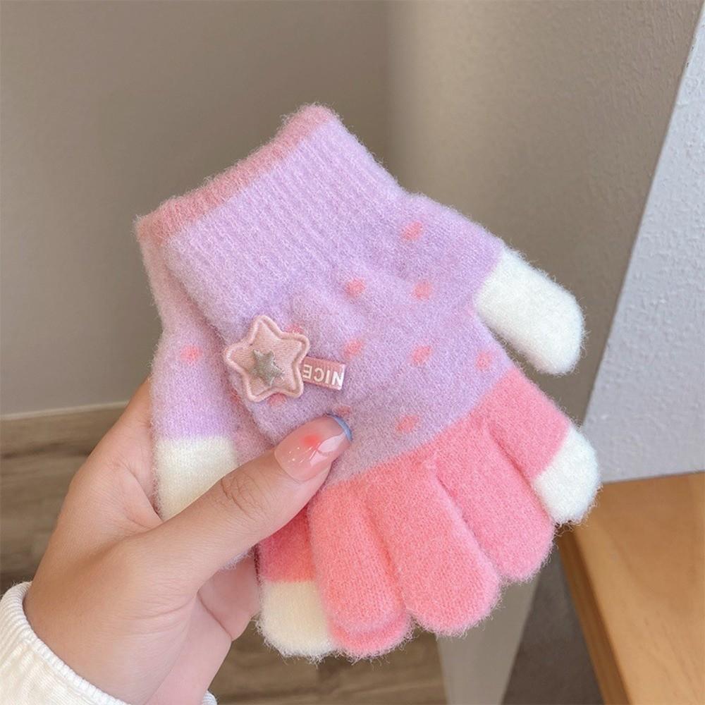 Fashion Cute Cartoon Kids Knitted Gloves Thickened Children Full Fingers Gloves Outdoor Sports Winter Warm Windproof Gloves