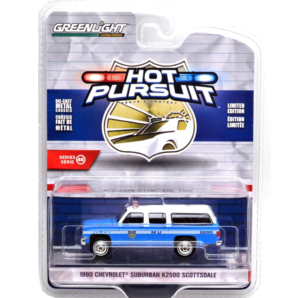 Greenlight 1/64 СЕРИЯ HOT PURSUIT 46 1990 CHEVROLET SUBURBAN K2500 SCOTTDALE - NYPD