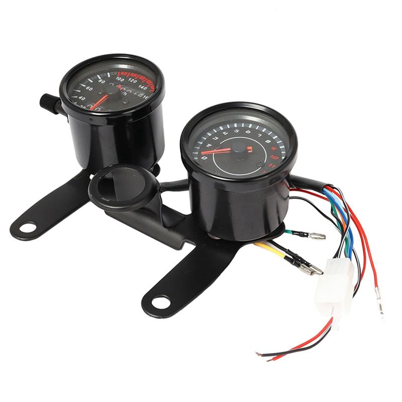 ABLZ-1 Piece Universal Motorcycle Speedometer Odometer LED Backlight Tachometer Black