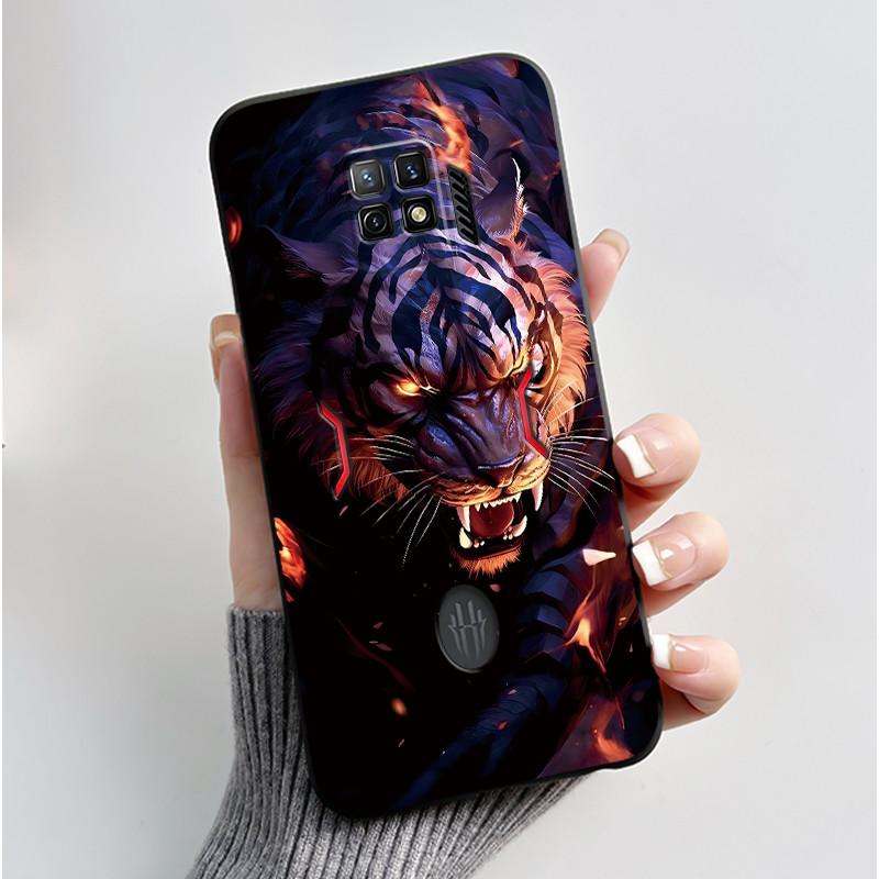 For Nubia Red Magic 7 Pro Case NX709J Back Cover Cute Heart Rabbit Black Soft TPU Phone Case For Red Magic 7S Pro NX709S Shell