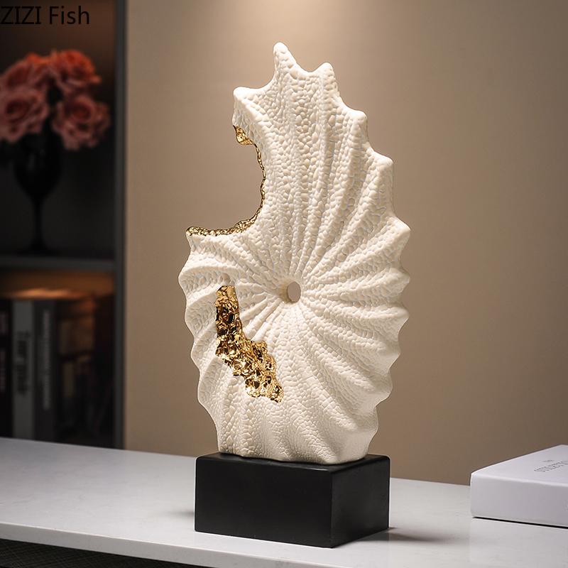 Gilded Ceramic Landscape Feng Shui Ornaments Desk Decoration Mascot Abstract Crafts Room Aesthetics Decor Home Accessories