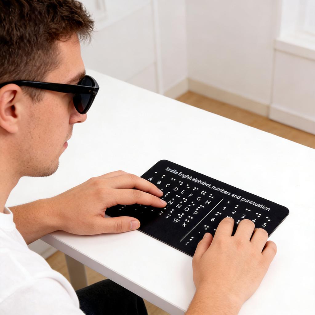 Braille Learning Aids For Blind Children: Tactile Pads For Recognizing English Letters, Numbers, And Punctuation; Special Education Training Tools;