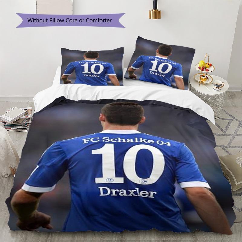 Draxler FC Schalke 04 Nr. 10 3-teiliges Bettwäsche-Set Bettbezug mit 2 Kissenbezügen, Fußballspieler Rückendruck Bettbezug für Fans