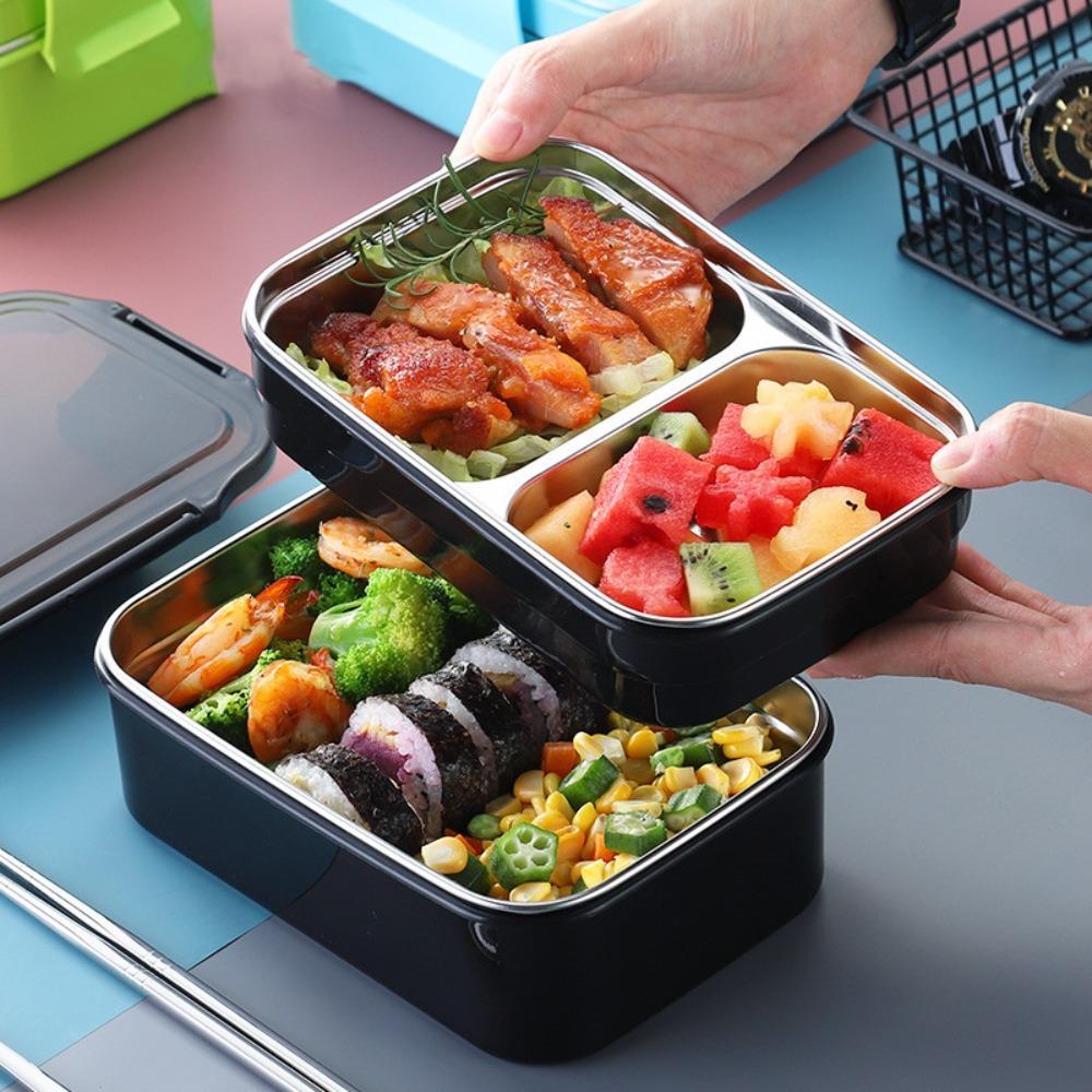 Rectangular Food Storage Box Leak-Proof Fresh-keeping Box Double Layer Thermal Lunch Box  Canteen