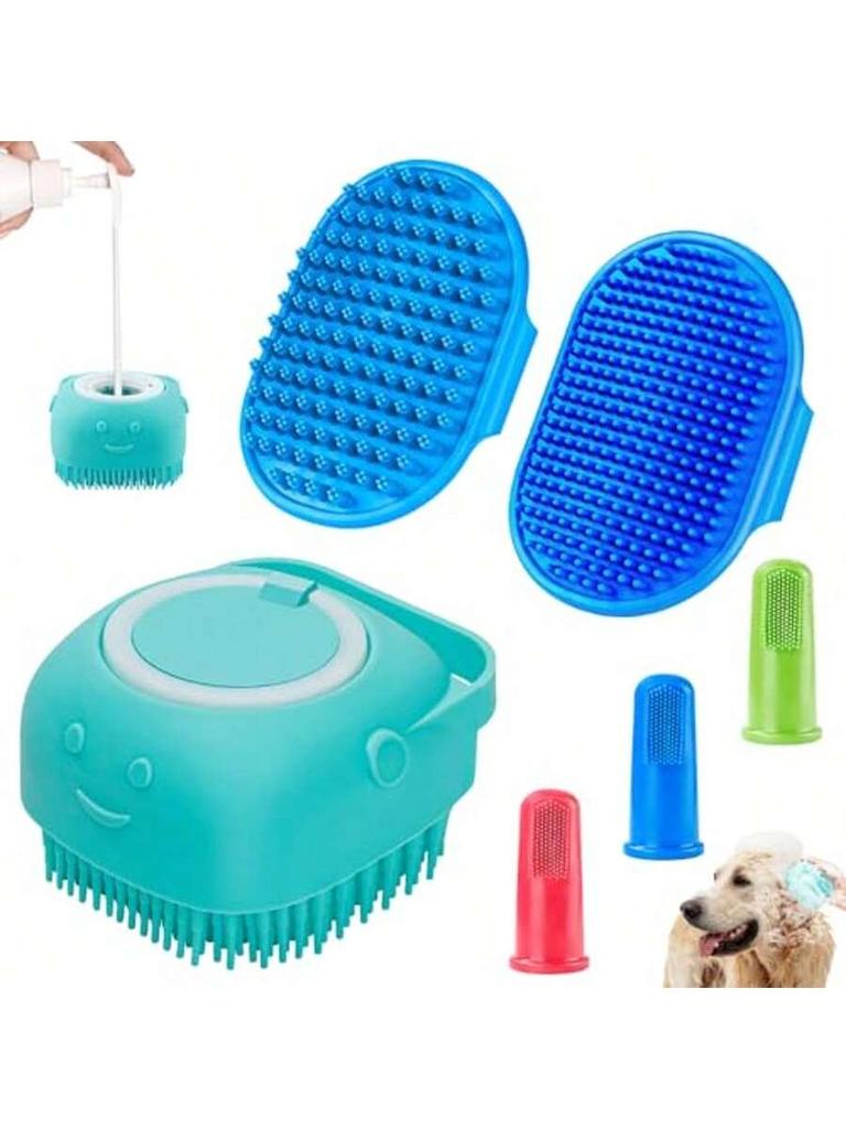 Dog Bath Brush Shampoo Scrubber for Bath Grooming/Washing Scrubber with Adjustable Ring Handle for Short Long Haired Dogs