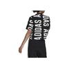 Adidas Allover Print Logo Crew Neck T-Shirt Women Tops Black HC9161