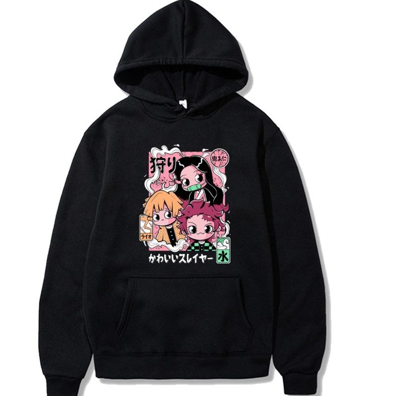 Kamado Nezuko Japanischer Animations-Hoodie Modedesign Männer Frauen Sweatshirt Fleece Übergroß Paare Streetwear Hoodies