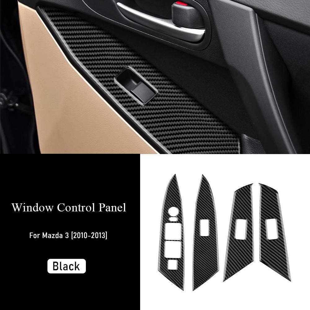 Real Soft Carbon Fiber for Mazda 3 2010 2011 2012 2013 Accessories Car Door Window Lifter Switch Button Panel Cover Sticker Trim.
