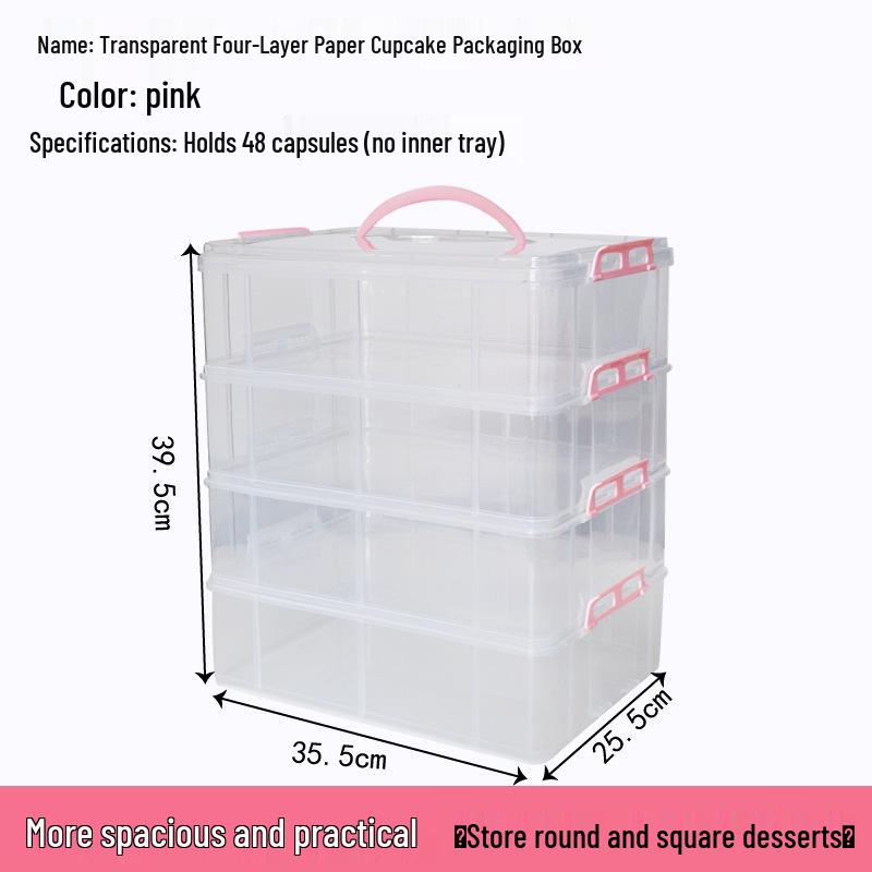 Transparent Cupcake Muffin Transport Box with Handle