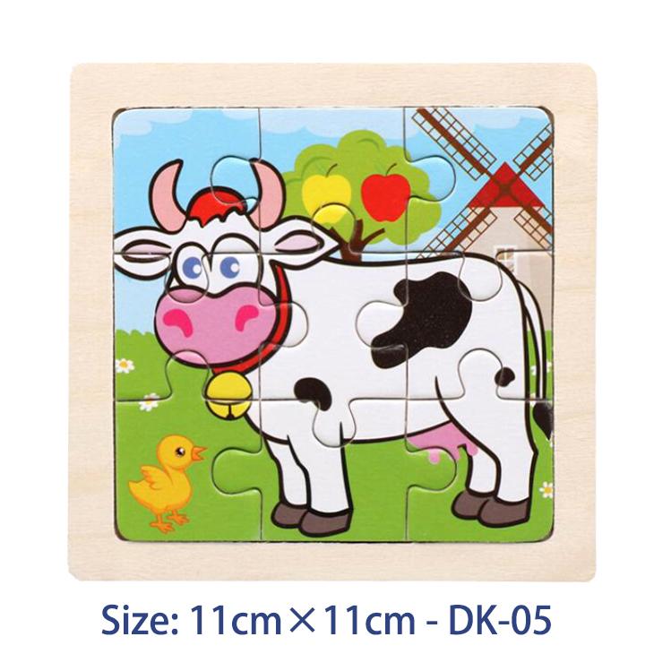 11cm/4.33in Kids Wooden Jigsaw Puzzle Games Cartoon Animal Vehicle Pattern Children Montessori Educational Toys