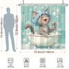 Adorable Kitten with Umbrella Shower Curtain - Water-Resistant Fabric for Bathroom - Perfect for Animal and Whimsy Lovers