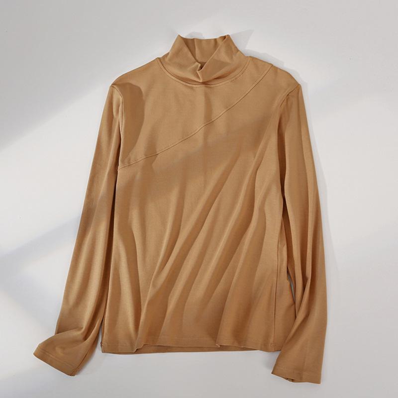 

Niche Seamless Slimming Turtleneck Base Layer - Long-Sleeved, Patchwork, Casual Outerwear One size fits up to 130 jin коричневый/хаки