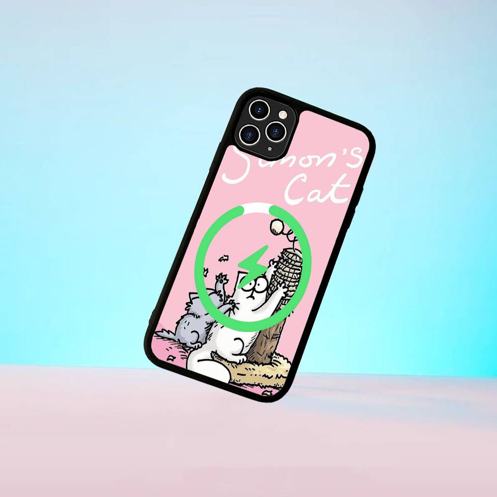 Cute S-Simons Cat Magnetic Wireless Phone Case For IPhone 17 16 15 14 13 12 11 Pro Max Plus Mag Phone Cover