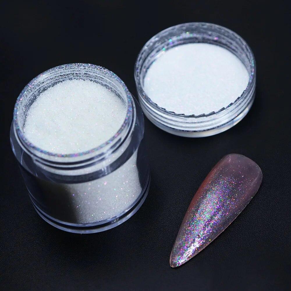 10ML Bottle Winter Nail Art White Wool Wool Transparent Glitter Powder Sugar Powder DIY Nail Glitter Powder Nail Art