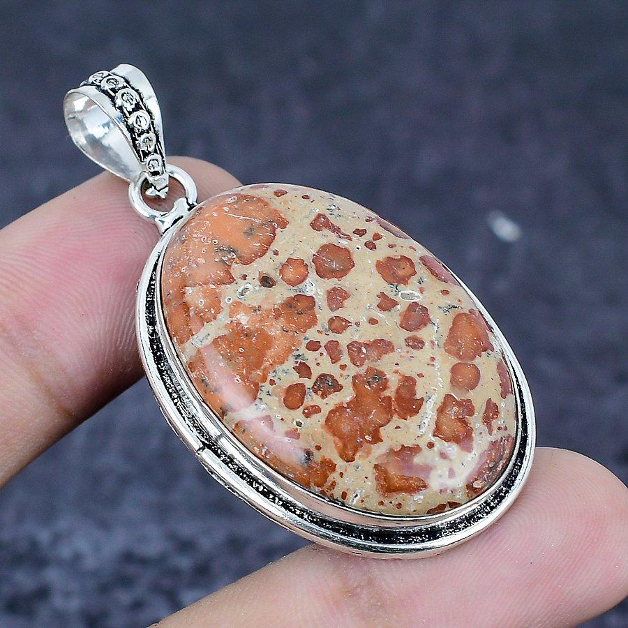 Asteroid Jasper Gemstone Handmade 925 Sterling Silver Jewelry Pendant 2.13" B8y77
