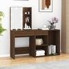 Vidaxl Dressing Table With LED Lighting And Cabinet, Brown Oak