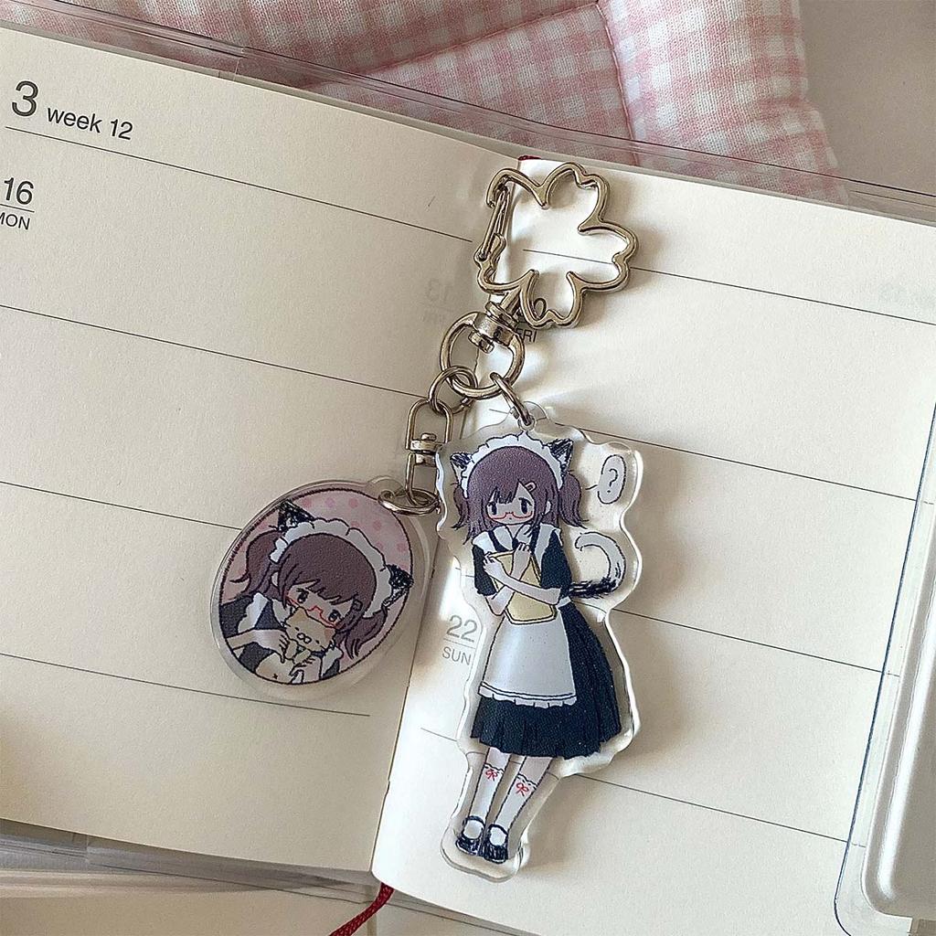Acryl Handy-Anhänger Niedliche Mädchen Tasche Dekorativem Schlüsselanhänger Charakter Aufkleber Buch-Anhänger Handy-Lanyard Schlüsselanhänger Schlüsselanhänger