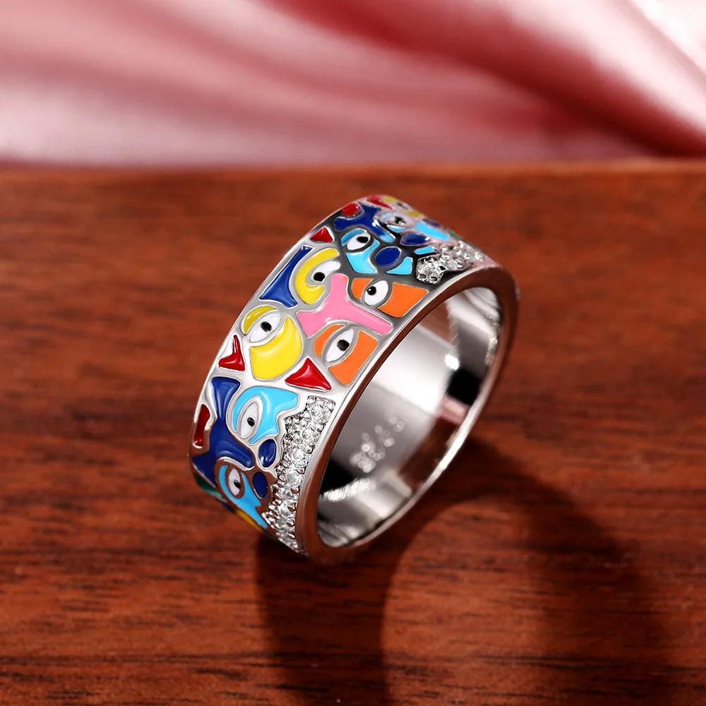 Green Leaf Enamel Handmade Oil Dropping Women's Ring Charm High Luxury Westernized  Prom Fancy Birthday Gift Fashion Jewelry