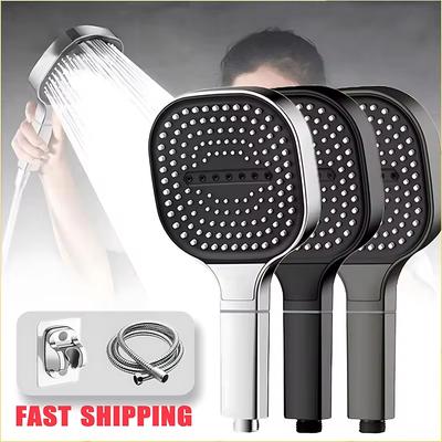 New 13cm Large Panel Shower Head Adjustable 3 Modes High Pressure Massage Shower Head Filter Element Bathroom Accessories Tools