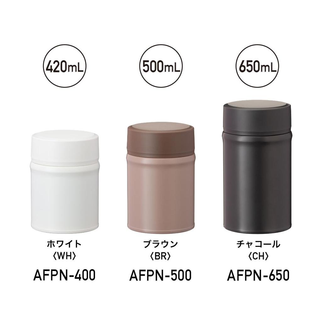 Atlas Biranchi Food Pot with Inner Stopper, Soup Jar, 650ml, Charcoal, Vacuum Insulated, Keeps Food Hot or Cold, Perfect for Lunchboxes (AFPN-650CH)